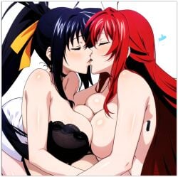 ai_generated akeno_himejima girl_on_girl high_school_dxd lesbian_couple lesbian_kiss lesbian_sex rias_gremory yuri