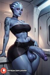 1futa 1futanari abs ai_assisted ai_generated balls big_balls big_breasts big_penis blue_skin choker clothed cock_out curvy curvy_figure desk fit fit_futanari futa_only futadom futanari hand_on_hip hourglass_figure huge_ass huge_balls huge_cock large_penis liara_t&#039;soni lifting_skirt long_penis looking_at_viewer luvnari makeup mass_effect massive_penis miniskirt penis penis_focus pov pov_eye_contact precum precum_drip precum_on_penis precum_string scifi standing thick thick_ass thick_hips thick_legs thick_penis thick_thighs vein veins_on_dick veiny veiny_penis