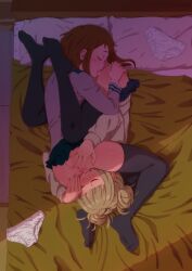 69 69_position bed bed_covers bed_sheet bedding bedding_background bedroom bedroom_setting bedroom_sex boku_no_hero_academia censored censored_pussy dark_room eating_pussy eating_vagina hands_on_ass himiko_toga lesbian_sex licking_pussy my_hero_academia ochako_uraraka panties panties_removed pussy susukidraws vagina yuri yuri