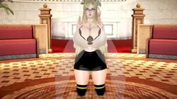 3d animated asymmetrical_hair big_breasts black_skirt bouncing_breasts bra_cups_sticking_out breast_focus breasts bursting_breasts classy cleavage clothed cross curvy dark-skinned_male female finalheaven2 full_cleavage glasses honey_select hourglass_figure huge_breasts hyper_breasts large_breasts large_penis long_hair megane necklace pearl_necklace pencil_skirt skirt swinging_breasts thighhighs thin_waist wasp_waist white_hair white_skin wide_hips