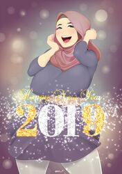 big_breasts happy_new_year hijab hijabolic purple_dress tagme