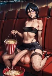 1futa 1futanari ai_generated big_ass big_balls big_butt big_nipples big_penis black_clothing black_hair black_lipstick bleach bleach:_the_thousand-year_blood_war breasts casual_exposure casual_nudity choker cinema cum cum_on_food cumming cumming_on_food exposed_penis fishnet_armwear fishnet_legwear fishnet_stockings fishnets flat_chest foreskin futa_only futanari futanari g-string garter_belt garter_straps goth goth_girl hair hair_between_eyes high_heels huge_balls huge_cock huge_cock huge_nipples jewelry kuchiki_rukia kuchiki_rukia large_penis lipstick looking_at_viewer miniskirt motion_lines navel navel_piercing nipples_visible_through_clothing one_eye_closed penis pierced_navel piercing pleated_skirt popcorn puffy_nipples purple_eyes shinkoritl short_hair sitting skindentation skirt small_breasts solo solo_focus solo_futa spread_legs thick_thighs thighhighs toned tube_top tubetop