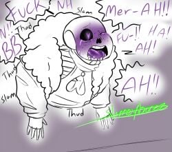 blush doggy_style drooling intense_orgasm intense_sex male male_only sans sans_au skeleton slimeybonez stuck stuck_in_wall surprised tongue tongue_out underlust underlust_sans