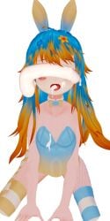 aceayune bunny_ears cum cum_in_mouth cum_on_face disembodied_penis femboy huge_cock thighhighs vtuber