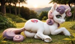 ai_generated animal_genitalia animal_pussy anus ass equid equine equine_genitalia equine_pussy female female_only feral feral_only friendship_is_magic fur hasbro hooves horn horse my_little_pony pink_hair pony purple_hair pussy sweetie_belle_(mlp) unicorn white_body white_fur