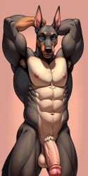 ai_generated armpits balls big_penis canine domestic_dog furry furry_male gay hairy_armpits muscular muscular_body muscular_male yaoi