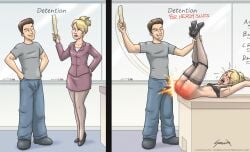 2_panel bulge_through_clothing detention discipline panties_around_leg punishment pussy role_reversal ruler sorenutz spanking teacher_and_student