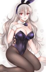 breasts corrin_(female)_(fire_emblem) corrin_(fire_emblem) corrin_(fire_emblem)_(female) female female_only fire_emblem fire_emblem_fates fishnets nintendo red_eyes riona_kirishima solo white_hair