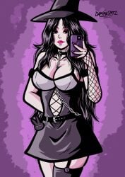 big_breasts black_hair breasts damiansmtz estefany_(memorias_de_los_muertos) estefany_(memories_of_the_dead) lingerie memorias_de_los_muertos memories_of_the_dead mexican mexican_comic mexican_female mexican_girl mexican_webcomic mexican_webtoon selfie selfie_pose webtoon webtoon_waifu witch witch_costume witch_hat