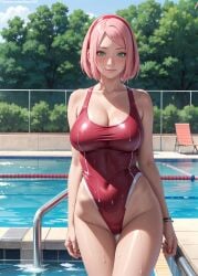 1girls 2d ai_generated athletic athletic_female big_ass big_breasts boruto:_naruto_next_generations chest cleavage curvy curvy_figure cute cute_face detailed eyelashes eyeshadow female female_only fit fit_female focus green_eyes high_quality huge_breasts large_breasts legs light-skinned_female light_skin lips lipstick long_hair looking_at_viewer makeup mascara mature medium_breasts midriff naruto naruto_(series) nero100 one-piece_swimsuit outdoors outside pale-skinned_female pale_skin pink_hair posing sagging_breasts sakura_haruno seductive seductive_look stable_diffusion swimsuit swimwear tagme thighs wide_hips