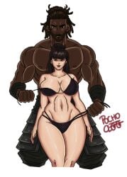 1boy 1girls 2d 2d_(artwork) assassin's_creed_(series) assassin's_creed_shadows bikini dark-skinned_male dark_skin dreadlocks fujibayashi_naoe imminent_sex interracial japanese_female light-skinned_female light_skin partners pochoclogigi shirtless_male slavegirl yasuke yasuke_(assassin's_creed)