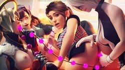 3d 4girls anal_beads anus areolae ass breasts d.va female female_only goth junkerz lara_croft lara_croft_(survivor) mercy nier nier:_automata nipples overwatch pussy sex_toy tomb_raider tomb_raider_(survivor) yorha_2b yuri