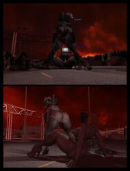 1futa 1girls 3d camera_woman_(skibidi_toilet) destroyed_city female futanari intersex pussy skibidi_toilet tv_woman_(skibidi_toilet)
