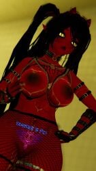 1girls 3d armwear bands bangs beauty_mark black_hair black_lips black_lipstick breasts chains choker collar cum cum_on_body cum_on_breasts cum_on_upper_body demon demon_girl demon_horns devil_girl devil_horns elf_ears female female_only fishnet_legwear fishnet_pantyhose fishnet_stockings fishnets front_view functionally_nude gesture gesturing_at_viewer hand_on_hip horns image indoor indoor_nudity indoors long_hair looking_at_viewer looking_down looking_down_at_viewer meru_vr messy messy_hair mostly_nude naked naked_female nude nude_female perky_breasts practically_nude pussy red_skin shorter_female spiked_collar spiked_gloves standing succubus sunglasses_on_head tattoo tattoos twintails vagina virtual_reality virtual_youtuber vrchat vrchat_avatar vrchat_media vrchat_model white_sclera writing writing_on_body writing_on_breasts writing_on_face writing_on_skin yellow_eyes