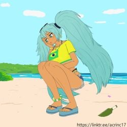 2d 2d_(artwork) areolae artist_request big_breasts brazil brazilian brazilian_female brazilian_miku breasts breasts_out busty female female_focus female_only flashing flashing_breasts gif hatsune_miku hourglass_figure image_sequence long_hair nipples squatting tan tan_body tan_skin tanline twintails vocaloid wide_hips