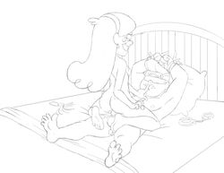 1boy 1girls aged_up area_(artist) ass athletic bed bedroom_eyes black_and_white bondage completely_nude cowgirl_position disney disney_channel earrings feet female female_on_top femdom freckles gideon_gleeful gravity_falls hairband handcuffs knees_apart_feet_together long_hair looking_at_partner mabel_pines male monochrome motion_lines muscles nude penis pillow pompadour riding shushing sideboob sketch small_breasts smile soles straddling straight_hair sweatdrop testicles tied_up toes wet_pussy whip