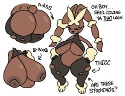 big_areola big_ass big_belly big_breasts big_butt big_nipples big_thighs lopunny mega_lopunny pokemon pokemon_(species) theslashfive