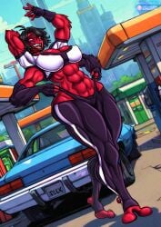 abs alien alien_girl alien_humanoid ben_10 ben_10_(classic) big_breasts bluewolfartista breasts cartoon_network chaquetrix dark_hair dark_lipstick female female_focus female_only four_arms four_arms_(ben_10) four_eyes fourarms huge_breasts massive_breasts monster_girl muscle_girl muscles muscular muscular_female muscular_legs pink_eyes red_skin tetramand