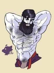 b1rkye bir_kye black_hair bulge bulge_through_clothing hairy_armpits hairy_chest just_dance long_beard muscles no_visible_genitalia rasputin_(just_dance) shirtless shirtless_(male) shirtless_male