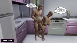 big_ass big_breasts bimbo blonde_hair breeding doggy_style incest mother_and_son naked nude sex sim_doe sims4 slut standing_sex unsettling