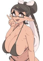 1girls alternate_breast_size bikini black_hair breasts callie_(splatoon) cleavage female huge_breasts inkling light-skinned_female light_skin long_hair nintendo splatoon splatoon_(series) tentacle_hair yuta_agc