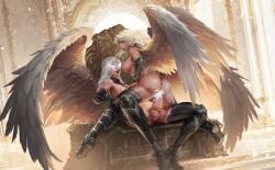 1futa 1girls aasimar almost_naked angel angel_futa angel_girl angel_wings armor armwear aurellia_(pieguy_uncaged) big_penis boots breasts cowgirl_position cum cum_in_pussy cum_inside dungeons_and_dragons erection futa_on_female futanari glowing_eyes humanoid humanoid_penis legwear light-skinned_female light-skinned_futanari light_skin looking_pleasured natalie_arc pleasure_face sex silver_eyes silver_hair skyldfri vaginal_penetration wings