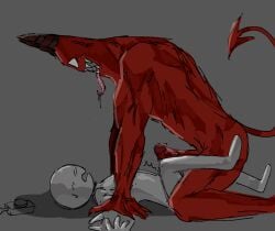 anon anthro anthro_on_human banban_(garten_of_banban) bigger_dom diantha_tha_dog duo erection garten_of_banban holding_down_arms male muscular penis pinning_down valkov_(artist)