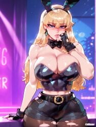 1girls ai_generated blonde_hair breasts bunny_ears difuxer female female_only large_breasts light-skinned_female light_skin looking_at_viewer magik_(illyana_rasputin) magik_(marvel_rivals) marvel marvel_rivals midriff solo thick_thighs thighs wide_hips