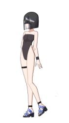 animated arm_behind_back armband black_hair black_swimsuit cameltoe eyes_hidden fate/grand_order fate_(series) flimbonio hand_on_arm hidden_eyes long_bangs long_legs nipple_outline one_piece_swimsuit pussy_visible_through_clothes sandals short_hair small_breasts sprite sprite_edit thigh_strap transparent_background two_tone_hair white_hair xu_fu_(fate) xu_fu_(swimsuit_avenger)_(fate)