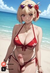 1futa ai_generated bikini blonde_hair breasts brown_hair cock colored dick erection futa_only futanari futanari/female light_skin light_skinned_futanari nickythecreator penis sexy sexy_body sexy_pose short_hair testicles uncensored veiny_penis