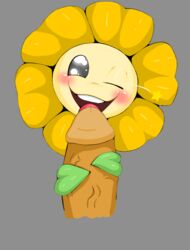 blush blushing cinnamonroll69 disembodied_penis faceless_character faceless_male flower flowey_the_flower hi_res human humanoid_penis looking_at_viewer male mammal penis plant smile undertale video_games wink winking winking_at_viewer yaoi