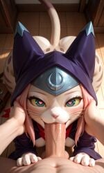 ai_generated anthro big_ass blowjob blush cat_ears cat_tail catgirl chronoai fat_ass feline feline fellatio furry heart-shaped_pupils monster_hunter oral oral_penetration oral_sex pov saliva small_breasts tsukino_(monster_hunter_stories) uncensored