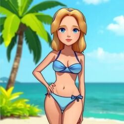 2025 ai_generated beach bikini blonde_female blonde_hair blonde_hair_female blue_bikini looking_at_viewer maria maria_robotnik meta robotnik shehulk34 smile smile_at_viewer sonic_the_hedgehog