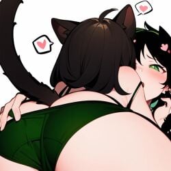 ass black_hair jim_s2k1 jim_sinclair2001 kitten love loving_it nekomimi original original_character panties semi_nude vtuber vtuberfanart vtubers