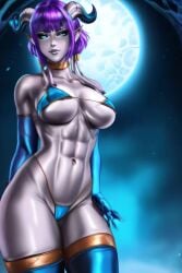 1girls ai_generated animated big_breasts bikini bikini_bottom bikini_top blizzard_entertainment blue_body blue_skin bouncing_breasts breasts civitai draenei female female_focus female_only horns kirillai monara original_character purple_hair tagme thick_thighs video video warcraft world_of_warcraft