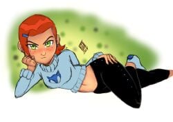 alternate_version_available annoyed ben_10 cartoon_network darkfang100 green_eyes gwen_tennyson leggings looking_at_viewer socks wallpaper winter winter_clothes