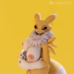 3d anthro anthro_only bandai_namco big_breasts breasts digimon digimon_(species) female female_focus female_only fur furry furry_female furry_only looking_at_viewer nipples nude paws renamon self_upload solo solo_female tail xuyachu