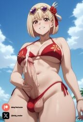 1futa ai_generated bikini blonde_hair breasts brown_hair cock colored dick erection futa_only futanari futanari futanari/female light_skin light_skinned_futanari nickythecreator oshi_no_ko penis sexy sexy_body sexy_pose short_hair testicles uncensored veiny_penis