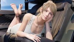 3d car feet feet_up final_fantasy final_fantasy_xv foot_fetish lunafreya_nox_fleuret nonude toe_ring white_body