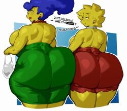 2girls ass big_ass female_only huge_ass large_ass lisa_simpson marge_simpson miiisnai milf mother_and_daughter racism teenager the_simpsons thick_thighs