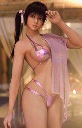 1girls alluring bare_legs bikini dead_or_alive dead_or_alive_2 dead_or_alive_3 dead_or_alive_4 dead_or_alive_5 dead_or_alive_6 dead_or_alive_xtreme dead_or_alive_xtreme_2 dead_or_alive_xtreme_3 dead_or_alive_xtreme_3_fortune dead_or_alive_xtreme_beach_volleyball dead_or_alive_xtreme_venus_vacation holding_towel kasumi_(doa) kunoichi pin_up silf steffih_daz tecmo towel_on_shoulder