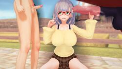 big_breasts bravemyst glasses green_eyes grey_hair hololive hololive_fantasy hololive_japan horse horsecock koikatsu netorare ntr shirogane_noel small_penis small_penis_humiliation virtual_youtuber vtuber zoophilia