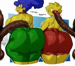 2girls ass big_ass big_penis dark-skinned_male distress female_only hairy_balls huge_ass imminent_sex large_ass lisa_simpson marge_simpson miiisnai milf mother_and_daughter pubic_hair shocked teenager the_simpsons thick_thighs veiny_penis