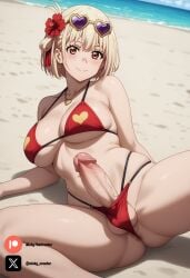 1futa ai_generated beach bikini blonde_hair breasts brown_hair cock colored dick erection futa_only futanari futanari/female light_skin light_skinned_futanari lycoris_recoil nickythecreator nishikigi_chisato penis sexy sexy_body sexy_pose short_hair testicles uncensored veiny_penis