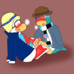 2boys anthro blonde_hair blush club_penguin erection furry gay male male_only penguin penis tagme yaoi