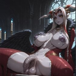 1futa absurd_res ai_generated anonymous_artist big_breasts big_nipples black_wings body_markings breasts face_markings flaccid flaccid_penis foreskin foreskin_folds futa_only futanari green_hair grey_skin hips huge_breasts long_foreskin looking_at_viewer multicolored_hair non-erect pointy_ears red_hair sagging_balls sagging_breasts sitting solo spread_legs testicles ultimecia uncut uncut_futa uncut_penis white_hair wide_hips wings yellow_eyes