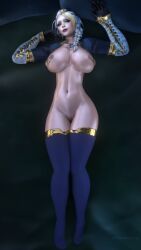 1girls 3d big_breasts blizzard_entertainment blonde_hair female female_only huge_breasts human human_(world_of_warcraft) jaina_proudmoore light-skinned_female light_skin multicolored_hair nipple_piercing nude pussy solo thick_thighs thighhighs voluptuous voluptuous_female warcraft white_hair wide_hips world_of_warcraft zentaeron