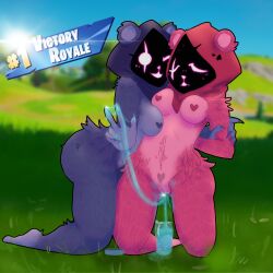 2d 2d_(artwork) 2girls animal_ears anthro anthro_female artist_name background barefoot bear bear_ears bear_girl big_ass blush bodily_fluids claws curvy dominant_female duo duo_female facial_scar female female/female female_only fortnite fortnite:_battle_royale fur furry genitals grabbing heart_pasties heart_symbol hi_res hidden_face highres hood hugging lesbian looking_at_viewer nude nude_female on_knees pink_fur pink_skin pubic_hair purple_fur purple_skin pussy raven_team_leader raven_team_leader_(cuddly) scar slime submissive_female sweating thick_thighs trimmed_pubic_hair vaginal_fluids victory wide_hips wytch yuri