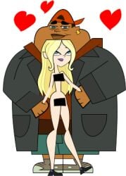 2d 2d_(artwork) accurate_art_style b_(tdi) black_skin cartoon_network censor_bar censored censorship clothed_male_nude_female dawn_(tdi) hand_grab heart looking_down_at_partner looking_up_at_partner small_beard teletoon total_drama:_revenge_of_the_island total_drama_(series) total_drama_island white_skin white_skinned_female