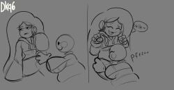 ally_(daisykitty96) belly belly_grab belly_raspberries belly_zerberts big_breasts chubby_female daisykitty96 dark-skinned_male dondon_(daisykitty96) female femboy male male/female sketch